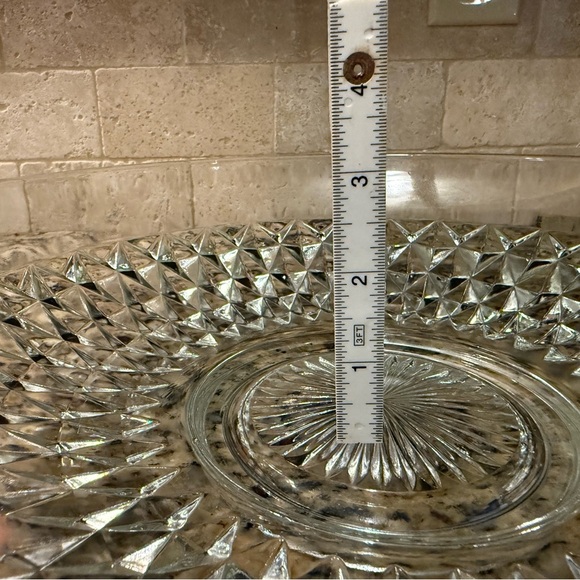 Indiana Glass Salad or Serving Bowl Diamond Point 3”X13” approx. Party Ware! - Picture 5 of 5